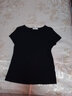 艾路絲婷V領(lǐng)修身短袖T恤女夏裝女裝打底衫560 黑色 L 曬單實(shí)拍圖