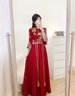 塞德勒（SAIDELE）新中式敬酒服新娘2025酒紅色冬季簡(jiǎn)約秀禾服改良旗袍出閣宴訂婚禮 曬單實(shí)拍圖