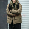 型曼日系復古連帽羽絨服男冬季御寒加厚保暖羽絨衣男大口袋工裝外套 軍綠色 L 曬單實拍圖