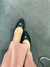 萊爾斯丹[竹韻東方]春季新款新中式提花女鞋通勤平跟淺口單鞋女02001 黑色 BKF 37 曬單實(shí)拍圖