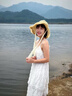 西兒白色法式吊帶連衣裙女2024新款海邊度假風(fēng)蕾絲花邊蛋糕裙沙灘長(cháng)裙 L【穿到120斤左右】 曬單實(shí)拍圖