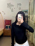 矜持范不規(guī)則短款T恤女長袖打底衫女春秋季甜美顯瘦上衣小個(gè)子內(nèi)搭小衫i [高雅黑]螺紋面料不起球優(yōu)秀版 S 建議60-80斤 曬單實(shí)拍圖