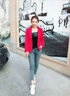 昂柏小西裝女短款長(zhǎng)袖氣質(zhì)休閑通勤春秋季外套百搭職業(yè)裝正裝西服上衣 9962紅色西服 M 曬單實(shí)拍圖