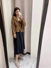 韓璐嬌（hanlujiao）秋冬連衣裙女裝2024秋裝新款韓版復(fù)古毛呢外套女氣質(zhì)穿搭套裝裙子 咖色外套+黑色裙子 M【95-108斤】 曬單實(shí)拍圖