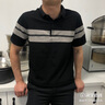 勺府polo衫男短袖體恤夏季新款韓版潮流半袖修身翻領(lǐng)拼接男裝夏裝上衣 黑色 L 曬單實(shí)拍圖