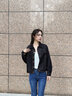 歐黎蔓（OULIMAN）美式復(fù)古短款牛仔外套女新款2023春秋小個(gè)子休閑百搭藍(lán)色長(zhǎng)袖上衣 藍(lán)色 S 160/84A 曬單實(shí)拍圖