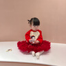 幼歌（YOUGE）女寶寶甜美蓬蓬網(wǎng)紗蛋糕裙小女孩輕盈蓬松彈力蛋糕裙潮 紅色 80 cm 曬單實(shí)拍圖