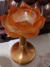 圓通蓮花燭臺供佛蠟燭臺家用水琉璃酥油燈座供奉佛堂佛前供燈佛燈 大號琥珀色【一個(gè)】 曬單實(shí)拍圖