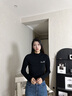 Teenie Weenie小熊女裝時(shí)尚簡(jiǎn)約秋季修身毛針織打底衫黑色中領(lǐng)毛衣 黑色 S 160 曬單實(shí)拍圖