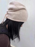上海故事羊毛堆堆帽秋冬季女士純色針織毛線帽護耳加厚保暖可調節(jié)包頭帽 雅致黑 曬單實拍圖