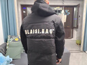 京西藍(lán)靛冬季潮牌假兩件輕薄連帽羽絨服男寬松加厚保暖ins拼接款鴨絨外套 黑色 L 體重合適130-145斤 曬單實(shí)拍圖