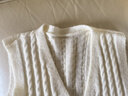皮爾卡丹（pierre cardin）針織馬甲開(kāi)衫女春秋季新款短款寬松無(wú)袖坎肩毛線(xiàn)背心麻花毛衣外套 白色 均碼 90-130斤 曬單實(shí)拍圖