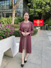 俞兆林（YUZHAOLIN）媽媽春裝連衣裙新款闊太太洋氣中年中老年女春秋兩件套裝外套 豆沙色 2XL 曬單實(shí)拍圖