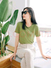 譚飛【銅氨絲T恤】2026年春夏新款正肩純色冰絲短袖女寬松輕薄款上衣 圓領(lǐng)-牛油果 M 曬單實(shí)拍圖