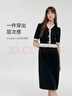 歌莉婭黑色連衣裙氣質(zhì)千金風(fēng)新款荷葉邊設(shè)計(jì)感拼接針織小黑裙1C4R4H5J0 00B黑色 L 曬單實(shí)拍圖