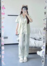 森上優(yōu)集睡衣三件套女春夏季款口袋短袖短褲休閑開(kāi)衫薄款可外穿冰絲家居服 流光綠冰絲睡衣三件套【L】 曬單實(shí)拍圖