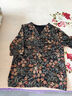 MLEX鑫儷女裝夏季新款半袖網(wǎng)紗V領(lǐng)上衣百搭小衫女士顯瘦t.恤時(shí)尚 樹(shù)葉花 XL 90-110斤 曬單實(shí)拍圖