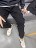 花花公子春夏季工裝牛仔褲男寬松束腳2025潮流百搭休閑痞帥哈倫男士長褲子 黑灰 XL 曬單實拍圖