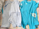 小藍(lán)象（hinos）嬰兒連體開(kāi)檔爬爬服新生兒春秋夏季薄款家居服可外穿0-2周歲衣服 藍(lán)色-短袖排汗連體服 66cm 曬單實(shí)拍圖