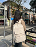 輕騎者書包女高中生初中大學(xué)生百搭雙肩包2025新款大容量高顏值背包男 米白色 曬單實(shí)拍圖