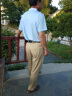 老爷车t恤男士圆领爸爸短袖中老年人衣服条纹夏季套头装实用礼物 送父亲 条纹T242203209蓝色 50 实拍图