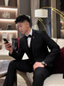 皮爾卡丹（pierre cardin）西服套裝男士商務(wù)修身職業(yè)正裝小西裝男伴郎服裝新郎結(jié)婚禮服外套 黑色雙扣【西服+西褲+馬甲+襯衫+領(lǐng)帶+禮盒裝】 XL 175【適合115-130斤】 曬單實(shí)拍圖