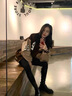 艾珠兒短外套女裝春秋季新款韓版時尚寬松國潮美式復(fù)古拼圖刺繡棒球服女 咖啡色 M 曬單實拍圖