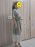 妍莉芬 法式短袖新款连衣裙女装夏天2024年夏季韩版气质a字桔梗长裙子 白+绿 M 实拍图