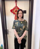羅蒙（ROMON）短袖t恤女桑蠶絲年輕女裝2025新款夏裝洋氣闊太太高貴真絲上衣服 綠色 XL （建議90-105斤） 曬單實(shí)拍圖