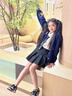 BARRY BANNY女童裝秋裝6-14歲少女套裝休閑外套褲子兒童裙子花朵撞色開衫寬松 普魯士藍上衣 120-130cm(46-56斤) 曬單實拍圖
