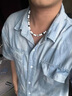 思梨冰裂珠反光珍珠串珠項鏈女ins嘻哈甜酷風(fēng)潮男酷炫輕奢小眾鎖骨鏈 反光珍珠方珠項鏈 M65 曬單實拍圖