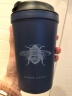 artiart 咖啡杯便携随手杯不倒塑料水杯防漏随身杯防烫杯子男女款咖啡杯 深蓝色-蜜蜂 实拍图