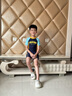 美津濃（MIZUNO）兒童泳衣男孩連體平角防曬沖浪潛水服速干溫泉游泳裝備AB411黃140 曬單實(shí)拍圖
