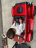 愛(ài)貝岙兒童電動(dòng)車(chē)四輪汽車(chē)小孩遙控玩具車(chē)推桿親子車(chē)可坐大人電瓶車(chē) 四驅?zhuān)杭t色+踏板推桿+遙控/自駕 曬單實(shí)拍圖