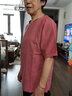 檸清研純棉t恤女短袖寬松仿棉麻套頭純色上衣夏季女裝 磚紅+淺藍【A022兩件裝】 XL建議【120-135斤】 曬單實(shí)拍圖