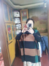 AEMAPE時尚長袖上衣2025秋冬新款女寬松遮屁股洋氣蝙蝠袖中長款針織衫 黑綠色 L -100-120斤 曬單實拍圖