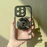 謳拾 適用蘋果16ProMax手機殼新款PC透明背板磁吸支架鏡頭全包防摔iPhone16pro保護套簡約個性 【黑色】磁吸支架*鏡頭全包 iPhone16Pro Max 曬單實拍圖