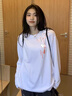 名創(chuàng)優(yōu)品（MINISO）純棉打底衫女秋季新款百搭長袖寬松休閑顯瘦文藝風(fēng)外穿氣質(zhì)t恤衫 白色(桃花萌兔左肩標(biāo)) L 165 (顯瘦 遮肚子) 曬單實(shí)拍圖