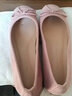 淺町超舒適~羊皮平底單鞋女年新款休閑反絨皮淺口瓢鞋蝴蝶結芭蕾鞋軟底豆豆鞋柔軟開(kāi)車(chē)鞋 粉色 35 曬單實(shí)拍圖