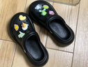 chikoku浪花趣味鞋花厚底洞洞鞋夏季多巴胺女生增高軟底沙灘鞋兩穿涼拖鞋 小鈦黑 39 【適合38碼】 曬單實拍圖