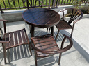 遠茂(YM)鑄鋁戶(hù)外桌椅別墅花園露天陽(yáng)臺休閑椅子鐵藝庭院室外桌椅五件 太師4椅+直徑80cm回形圓桌 曬單實(shí)拍圖