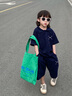 mlgt kids童裝男童套裝夏裝新款韓版兒童Polo衫短袖T恤短褲帥氣兩件套 藏青色 90 cm 曬單實(shí)拍圖