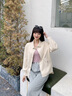 拉夏貝爾（La Chapelle）牛仔短外套女裝2025年春秋新款韓版寬松時尚小個子外套風(fēng)衣上衣女 米杏色 M 曬單實拍圖