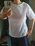 檸清研純棉t恤女短袖寬松仿棉麻套頭純色上衣夏季女裝 深藍+白色【A022兩件裝】 L建議【100-120斤】 曬單實(shí)拍圖