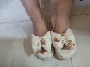 女士涼拖女2025夏季新款外穿蝴蝶結金屬熊一字拖松糕時(shí)尚百搭厚底 米白色 36 曬單實(shí)拍圖