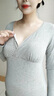 Mom Jane哺乳上衣秋衣莫代爾睡衣孕婦保暖內衣春秋產(chǎn)后喂奶月子服免穿文胸 麻灰色（柔滑莫代爾） 可拆罩杯 M(建議體重85-115斤) 曬單實(shí)拍圖