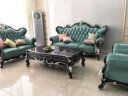 伯爵华府 沙发 欧式沙发组合 客厅实木真皮沙发雕花大户型 欧美别墅沙发 HT-8052沙发/三人位(蓝绿) 实拍图