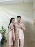 迪萊芬兩套價情侶睡衣夏季冰絲睡裙薄款短袖男士睡衣夏天仿真絲綢套裝 GLQ-2181 女L+男XL【情侶套裝】 曬單實拍圖