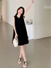 蔻伊婭（Kouyiya）品牌女裝新品連衣裙女裝2025夏季新款女裝氣質(zhì)名媛無(wú)袖背心連衣裙 黑色 S 曬單實(shí)拍圖