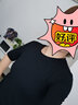 別語(yǔ) 高領(lǐng)中袖t恤女春秋新款半袖夏季莫代爾打底衫內搭五分袖緊身上衣 黑色 【半高領(lǐng)中袖 拼接式】 L (102-114斤) 曬單實(shí)拍圖